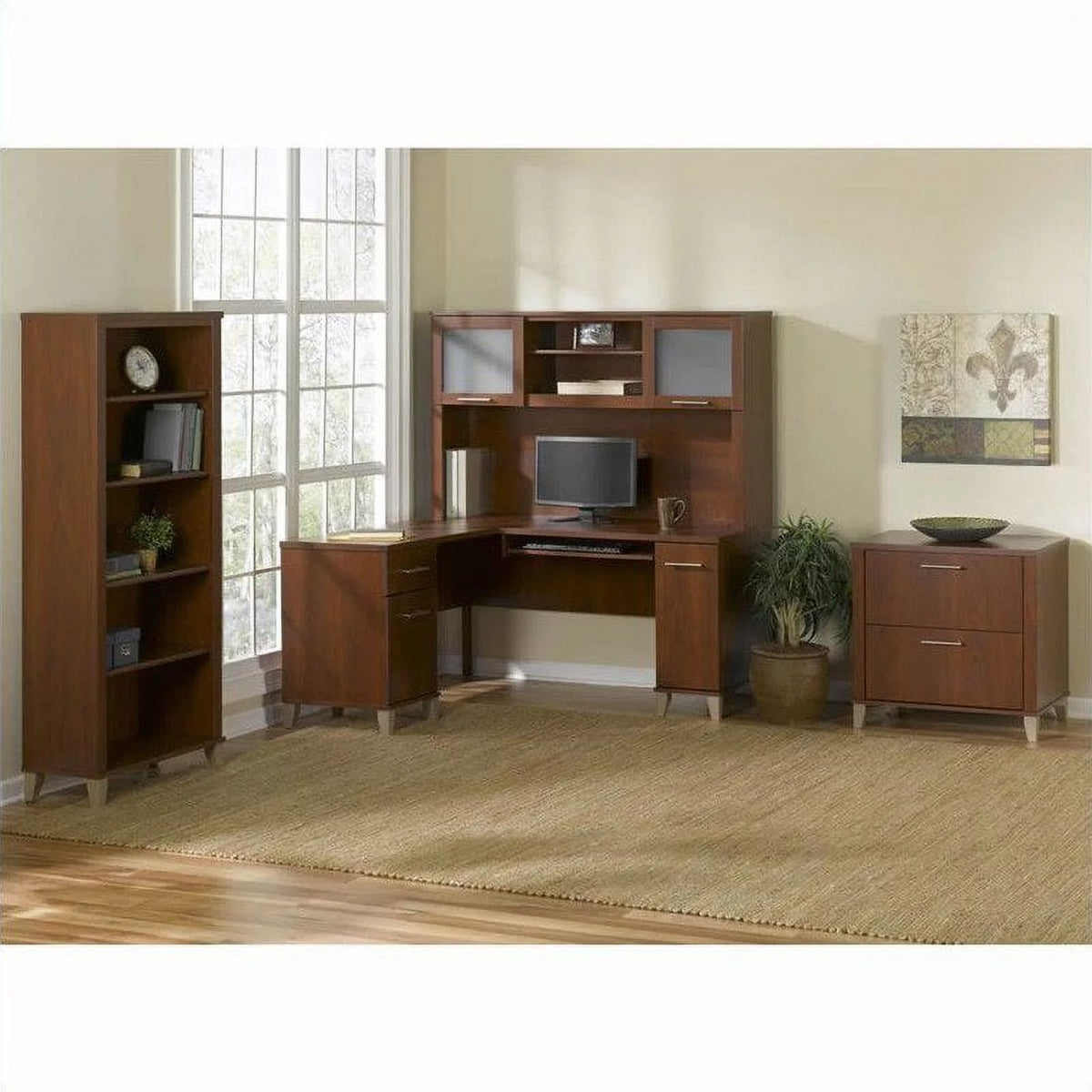 60" L-Shape Computer Desk with Hutch O56425