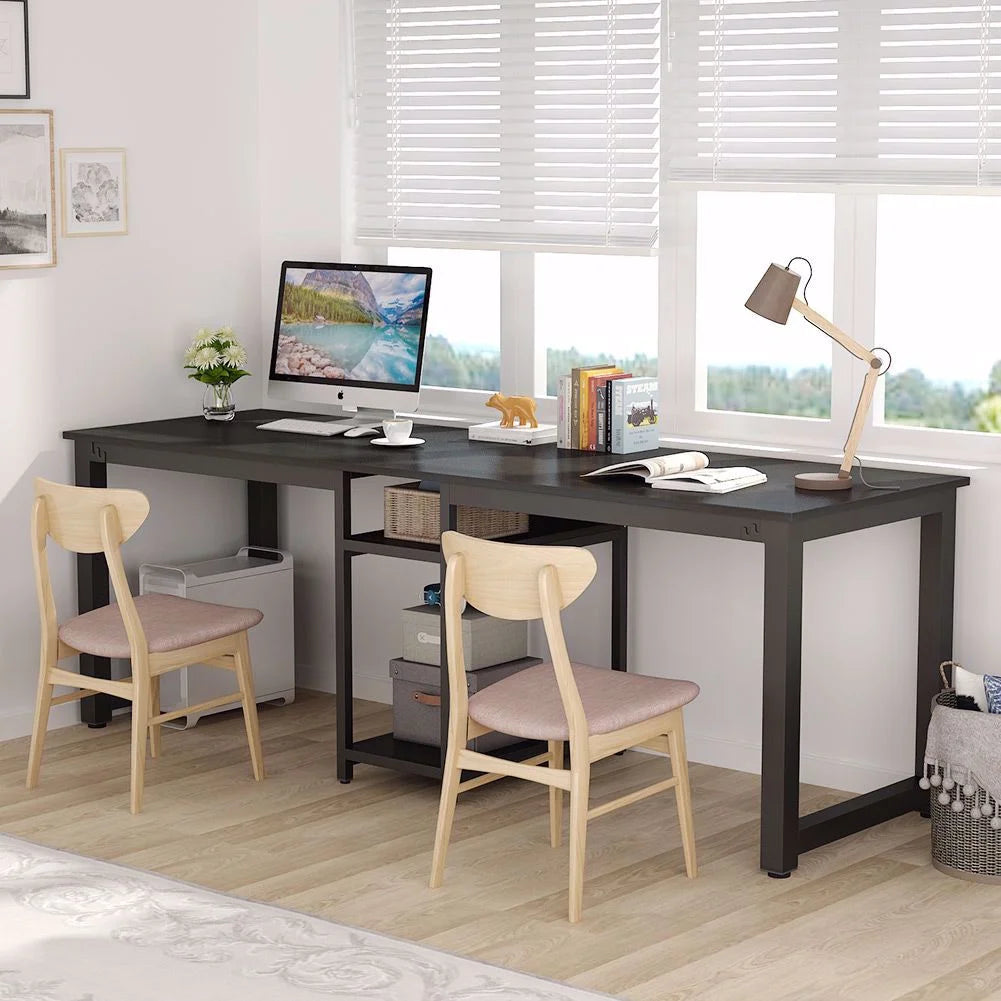 78 Extra Large Two Person Computer Desk with Shelf B180602