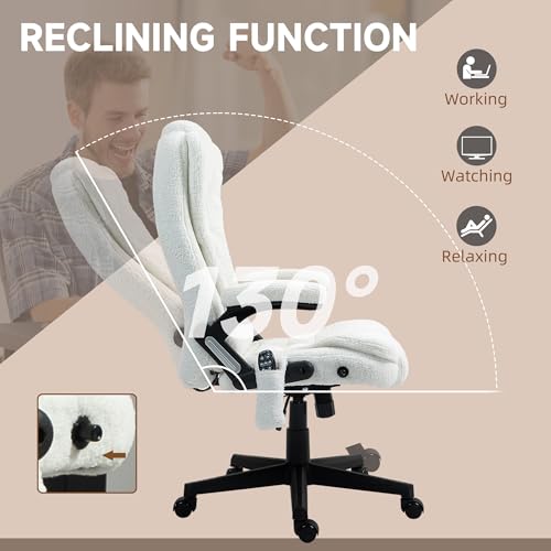 White Velvet High Back Reclining Office Chair with Remote X485327