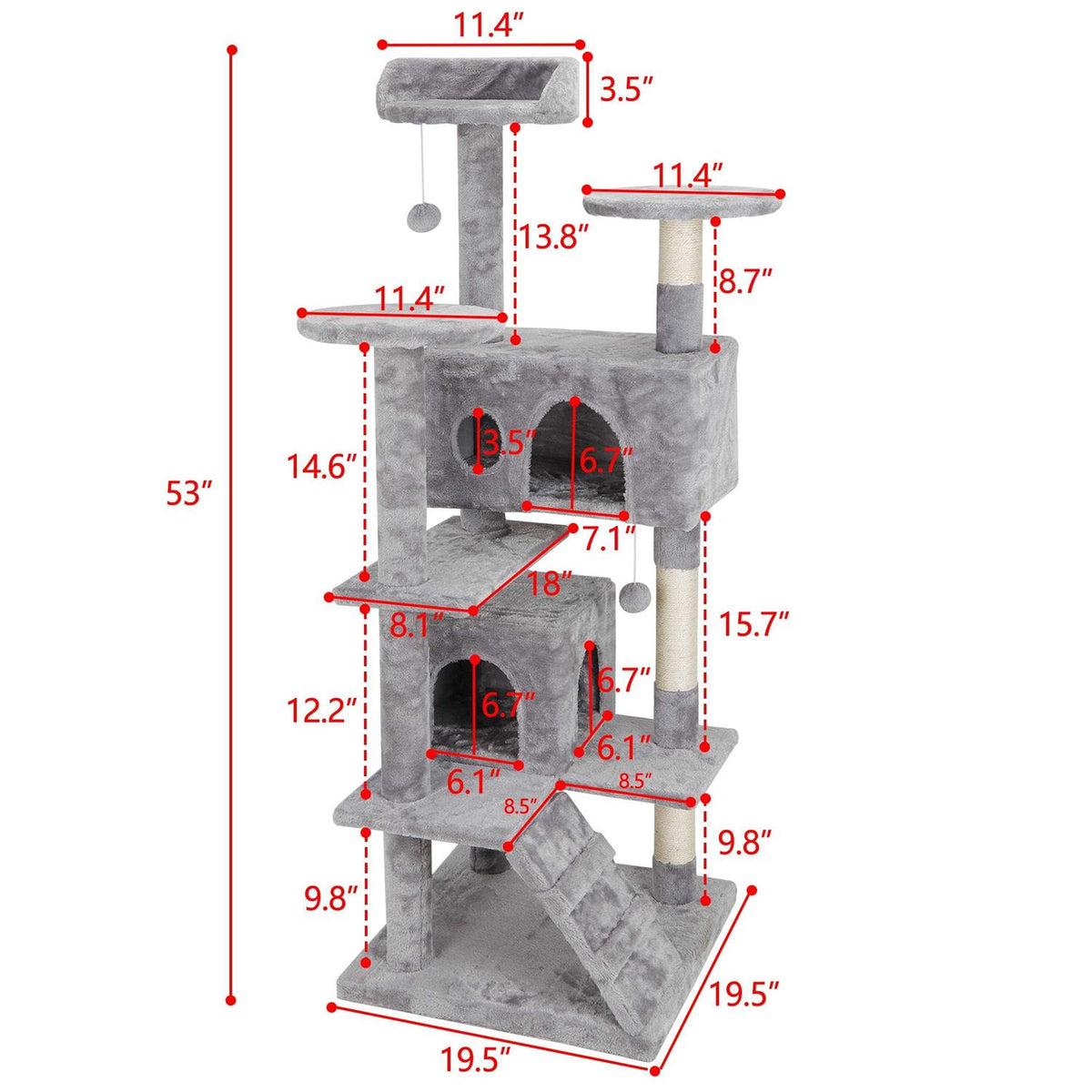 Cat Tree Multi-Levels Condos Scratching Post Tower T252