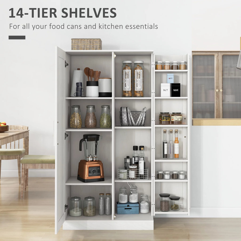 White 14-Tier Kitchen Pantry Storage Cabinet R6146
