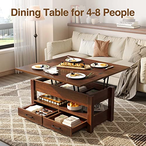 Lift Top Convertible Coffee Table with Drawers Black B1196