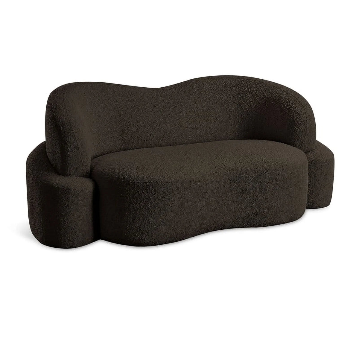 Brown Boucle Fabric Loveseat D669