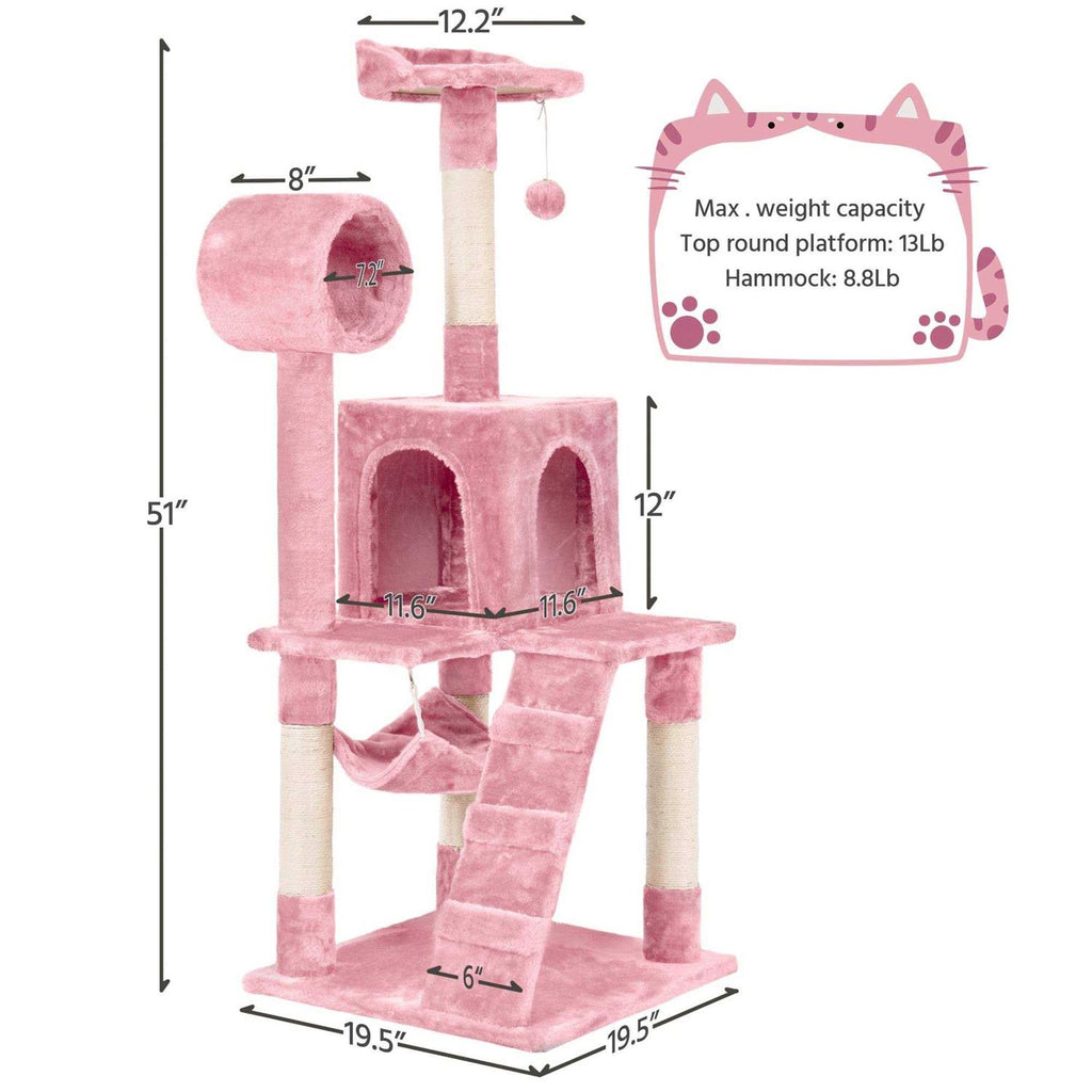 Plush Cat Tree Condo with Hammock Tunnel R16379