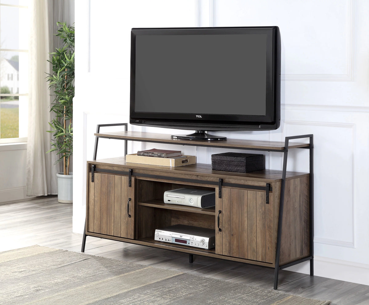 Rustic Oak Black TV Stand V3987