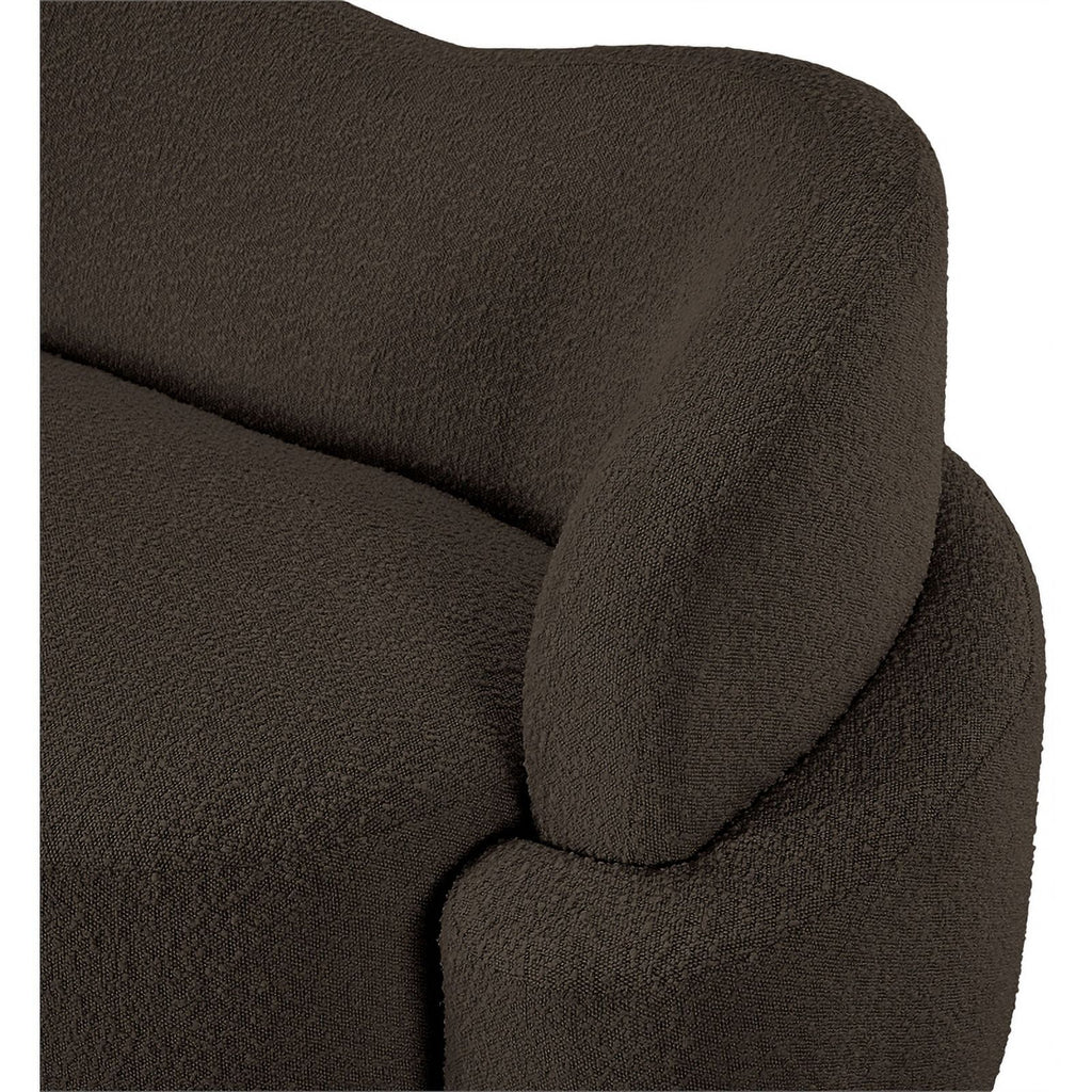 Brown Boucle Fabric Loveseat D669