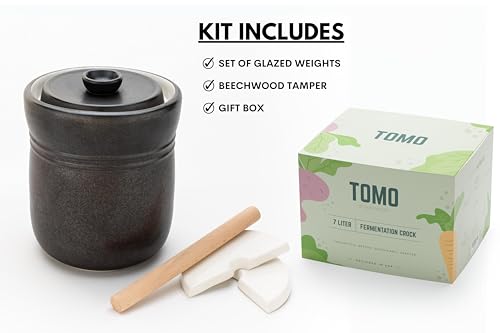 Ceramic Sauerkraut Pickling Crock with Weights 7L G1744