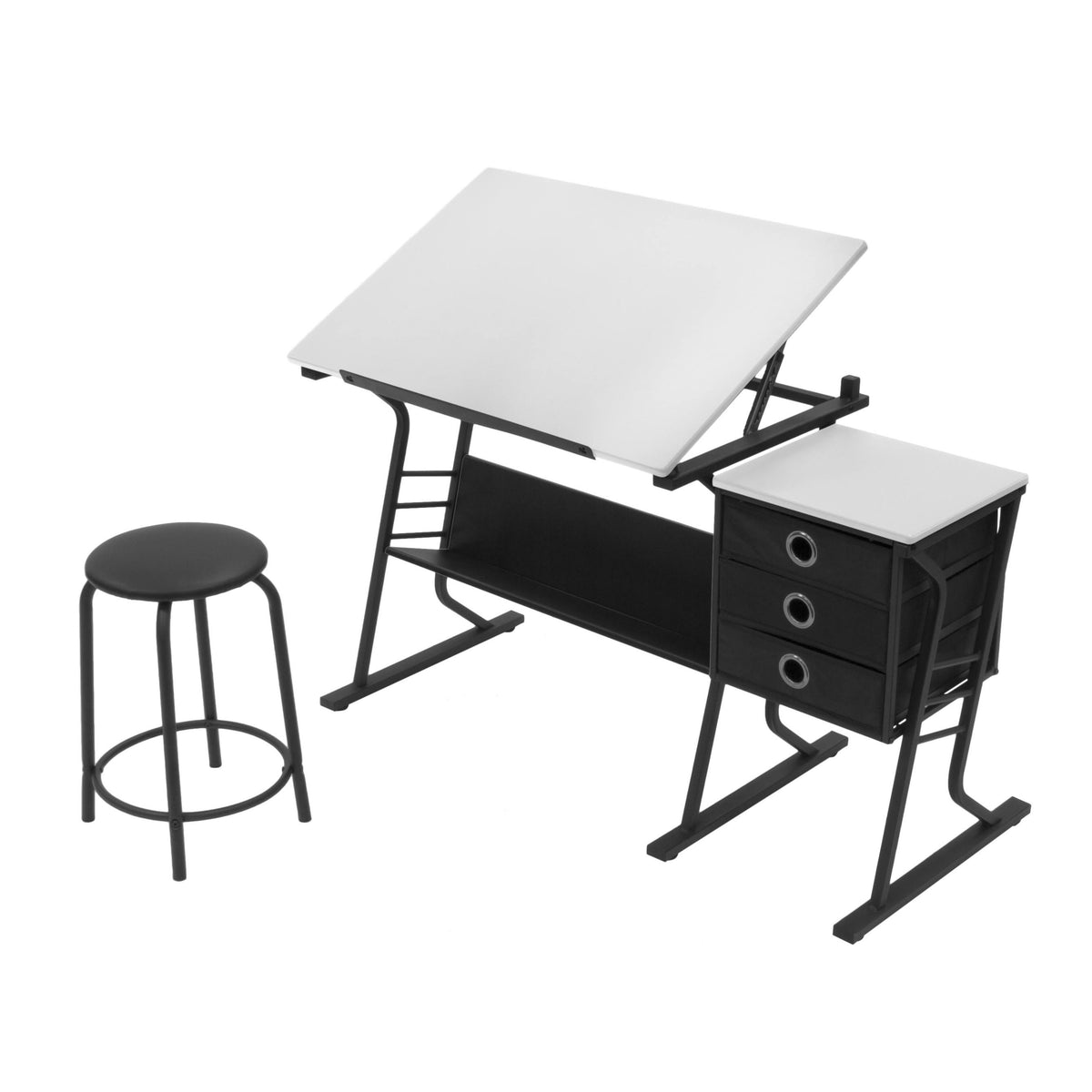Black/White Hobby Table with Stool F4605