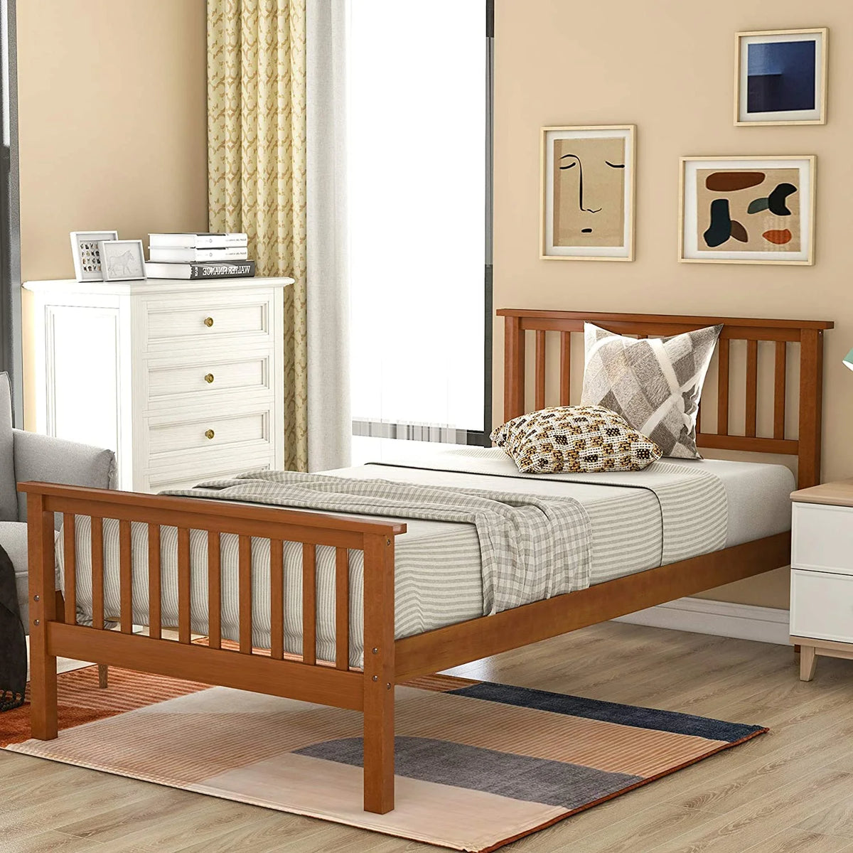 Twin Wood Platform Bed Frame V70777