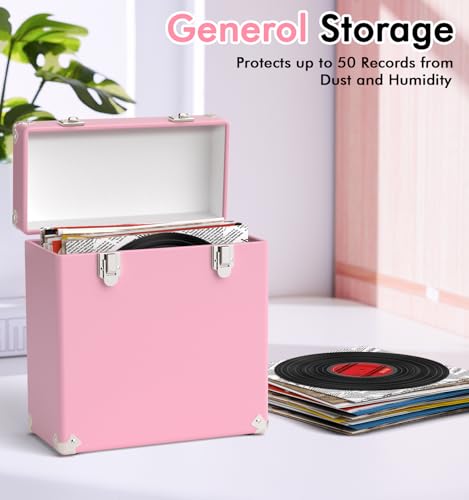 Vinyl Storage and Carrying Case Waterproof Portable Organizer Holds 50 7-12 Inch Records Z976170