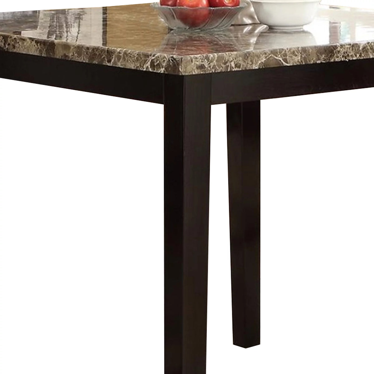Wooden High Table Faux Marble Top Brown D768731