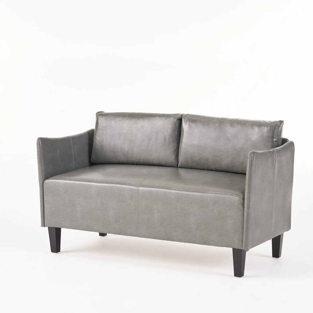Gray Faux Leather Loveseat R868733
