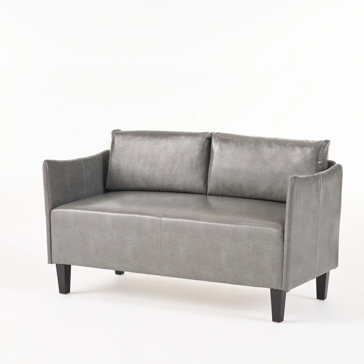 Gray Faux Leather Loveseat R868733