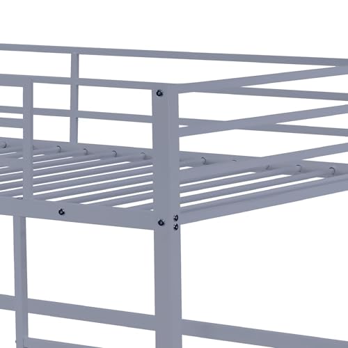 White Twin Metal Loft Bed with Safety Guard Rails P3318