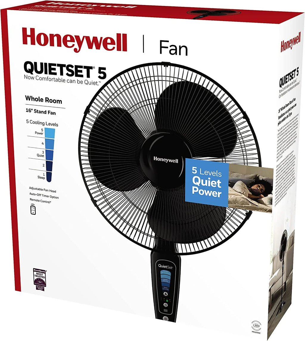 16'' 5-speed Stand Fan with Timer and Remote Control, White W2423