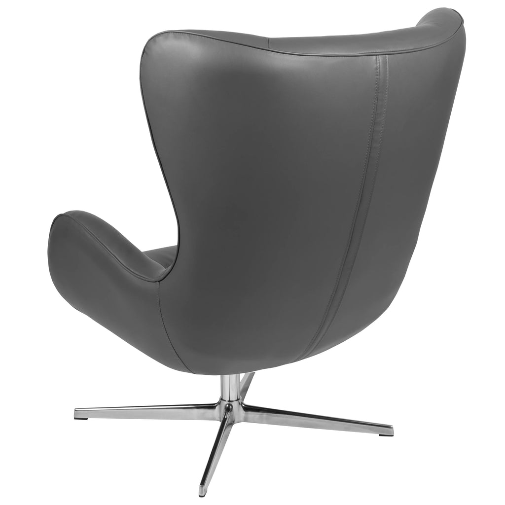 Gray LeatherSoft Swivel Wing Chair U1753