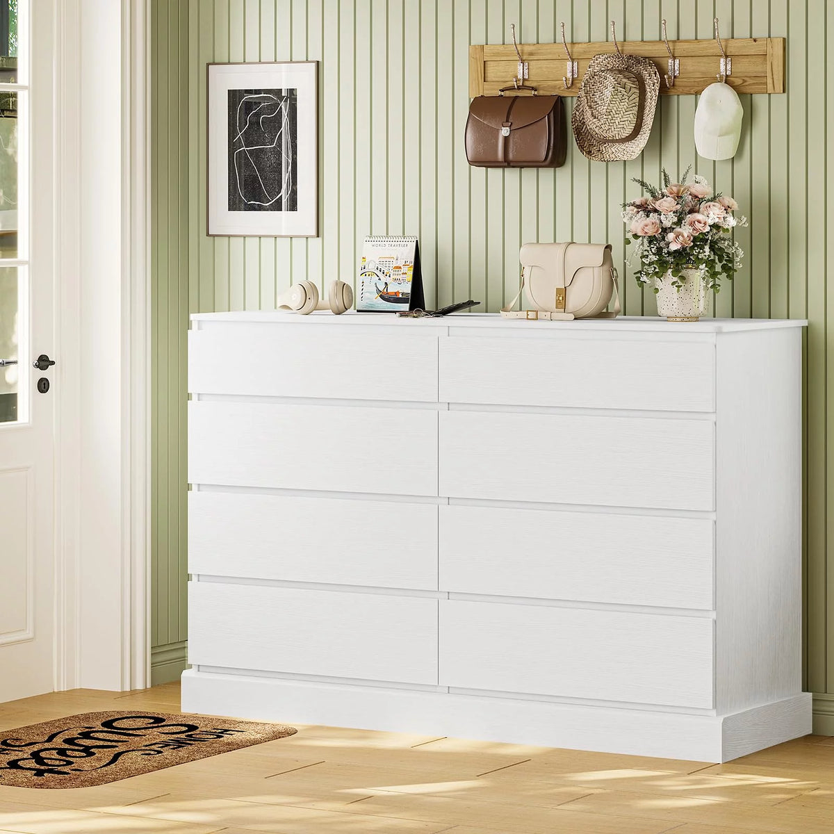 Black 6 Drawer Double Dresser V49183