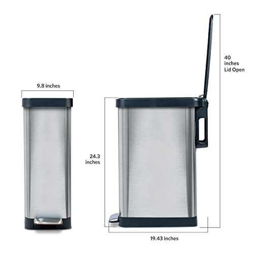 45 Liter Stainless Steel Slim Trash Can with Soft Close Lid R49077