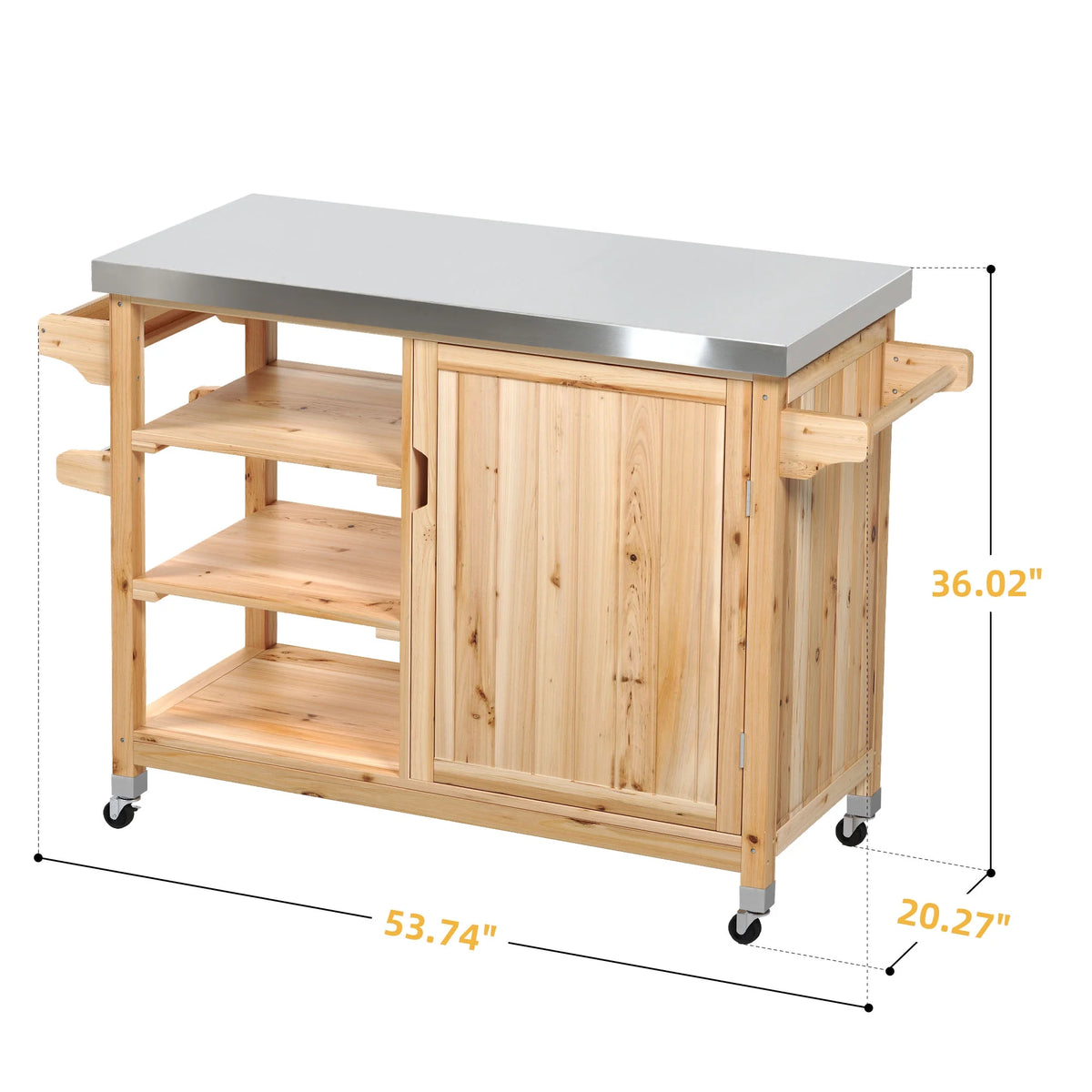 Solid Wood Outdoor Table and Storage Cabinet with Stainless Steel Top T880