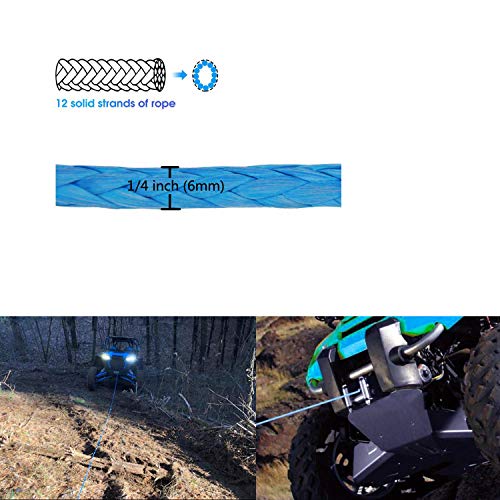1/4 Inch x 50 Feet Synthetic Winch Line Cable Rope with Sleeve S151