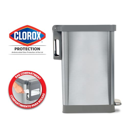 45 Liter Stainless Steel Slim Trash Can with Soft Close Lid R49077
