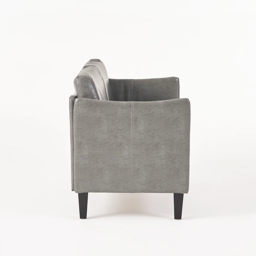 Gray Faux Leather Loveseat R868733