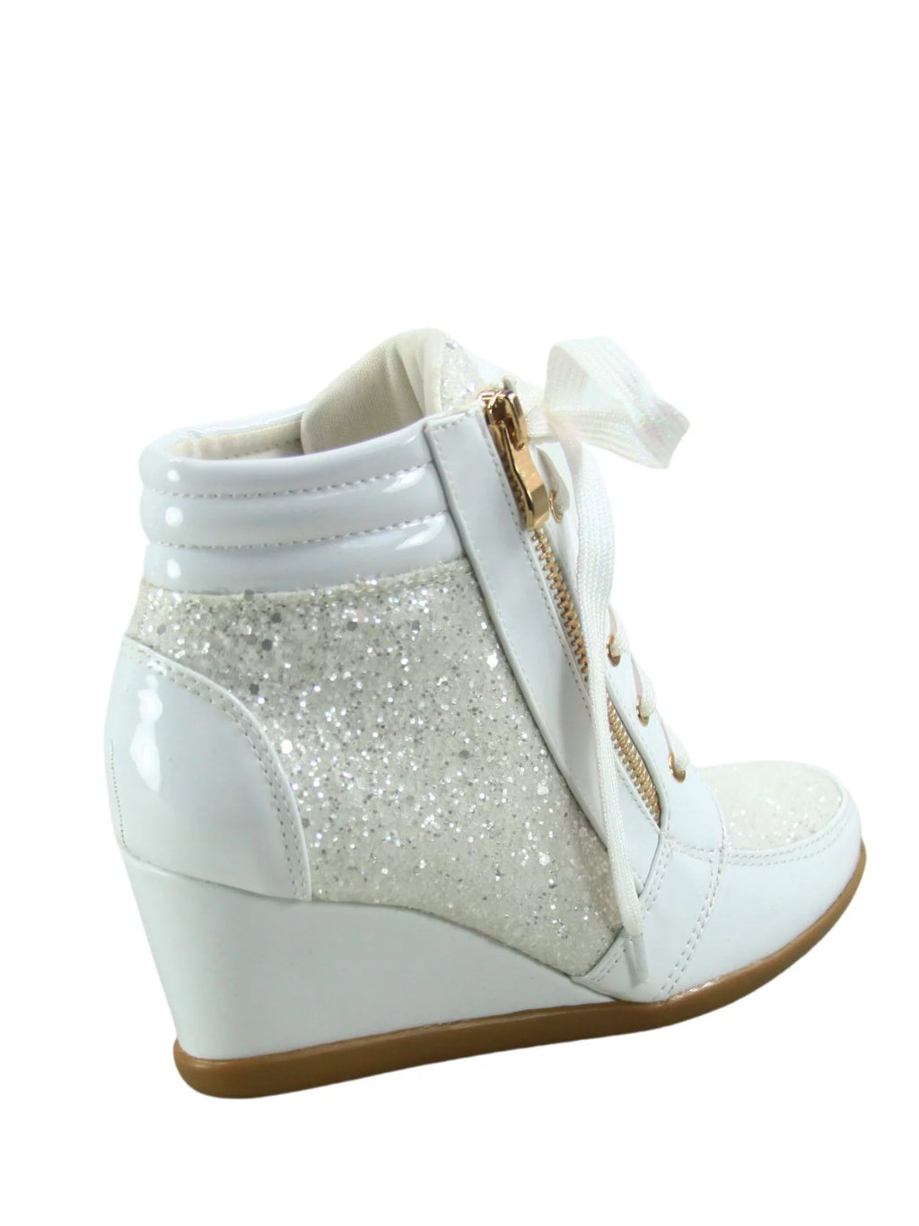 White Lace Up Low Wedge Sneaker Shoes H61252