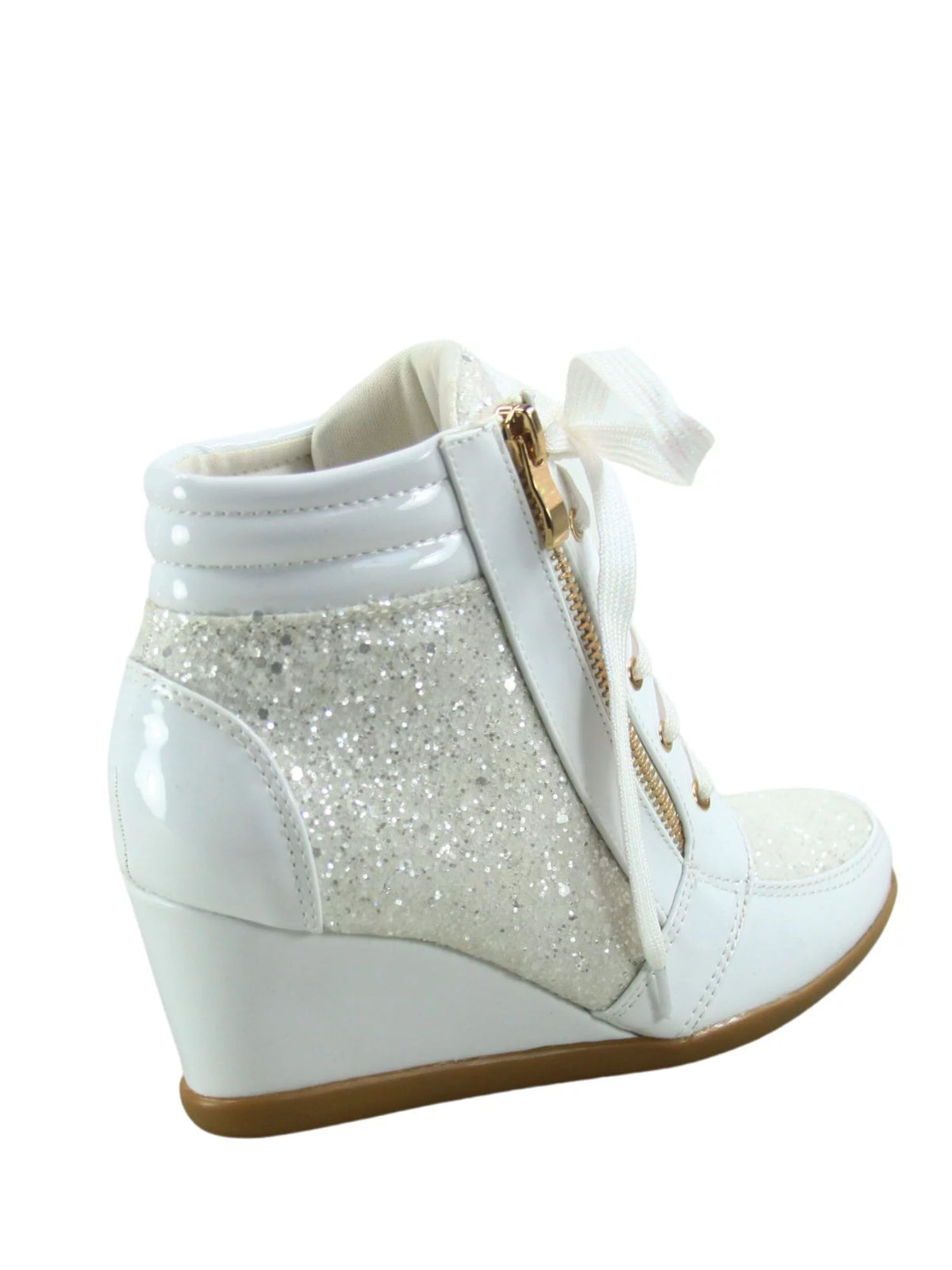 White Lace Up Low Wedge Sneaker Shoes H61252