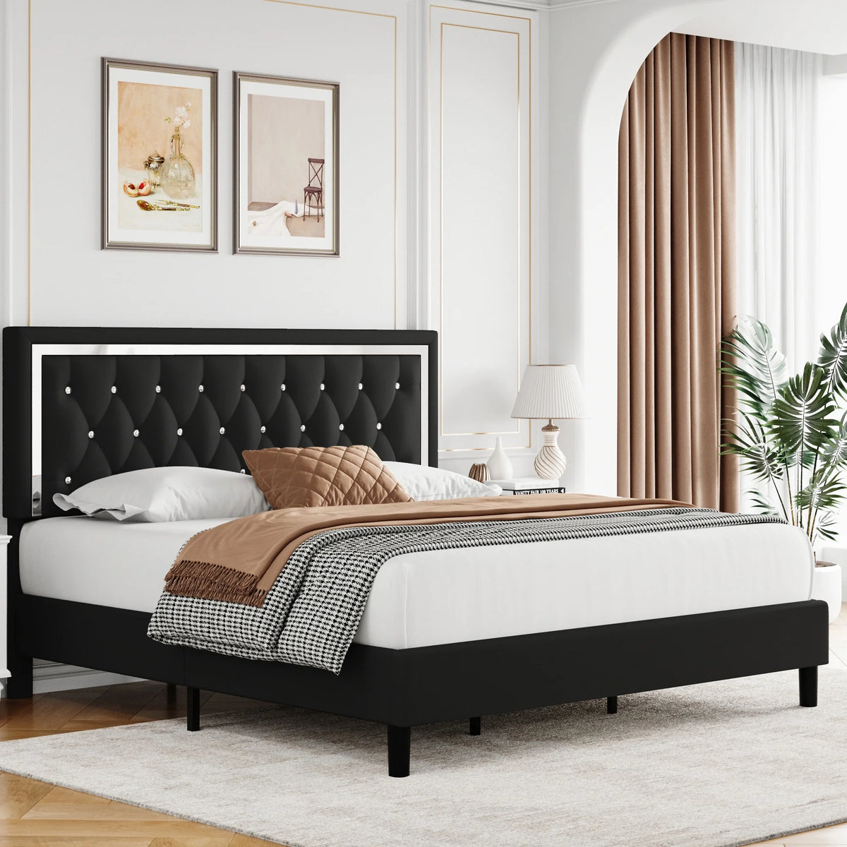 King Bed Frame with Adjustable Headboard B2833