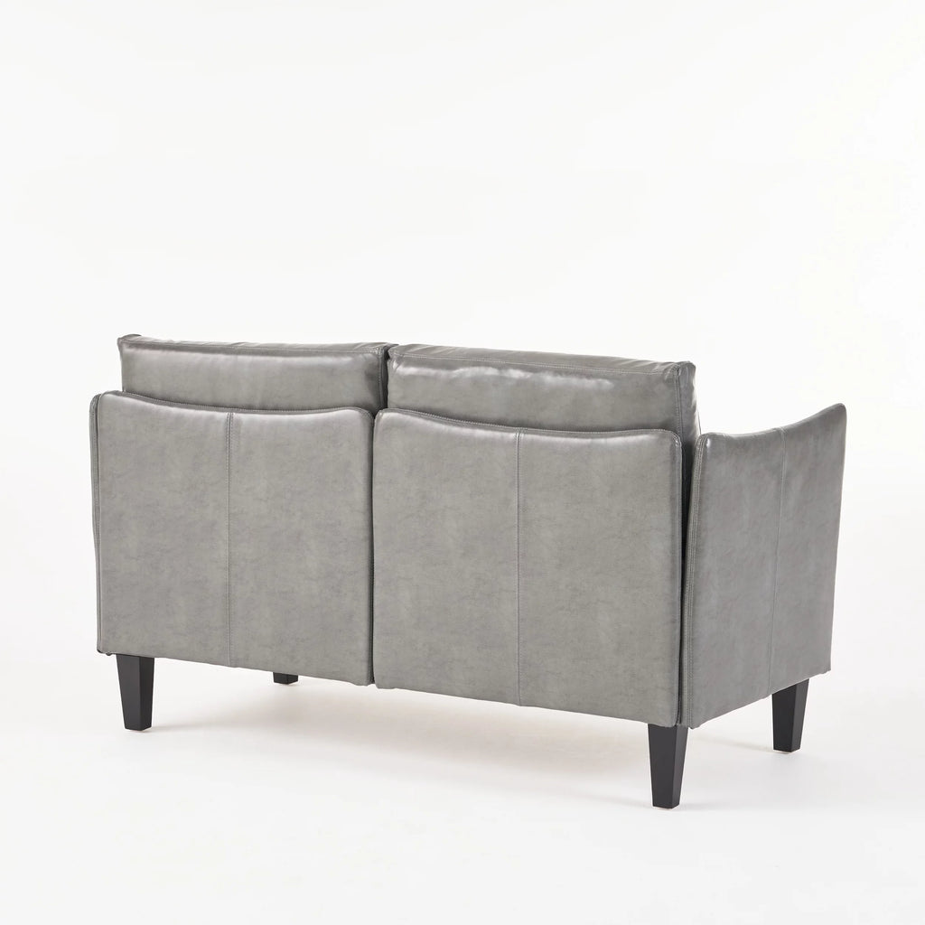 Gray Faux Leather Loveseat R868733