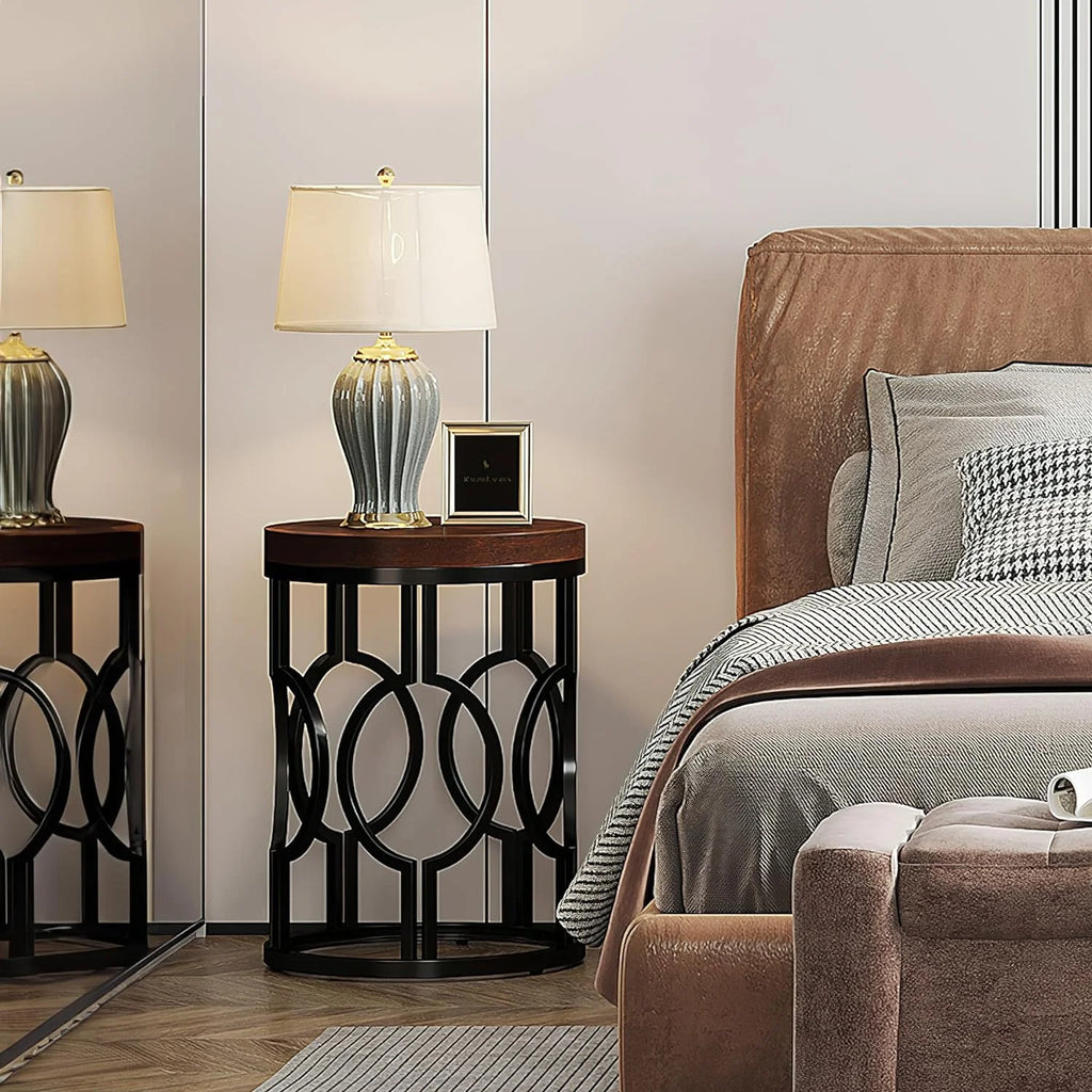 Round End Table with Metal Frame K6623