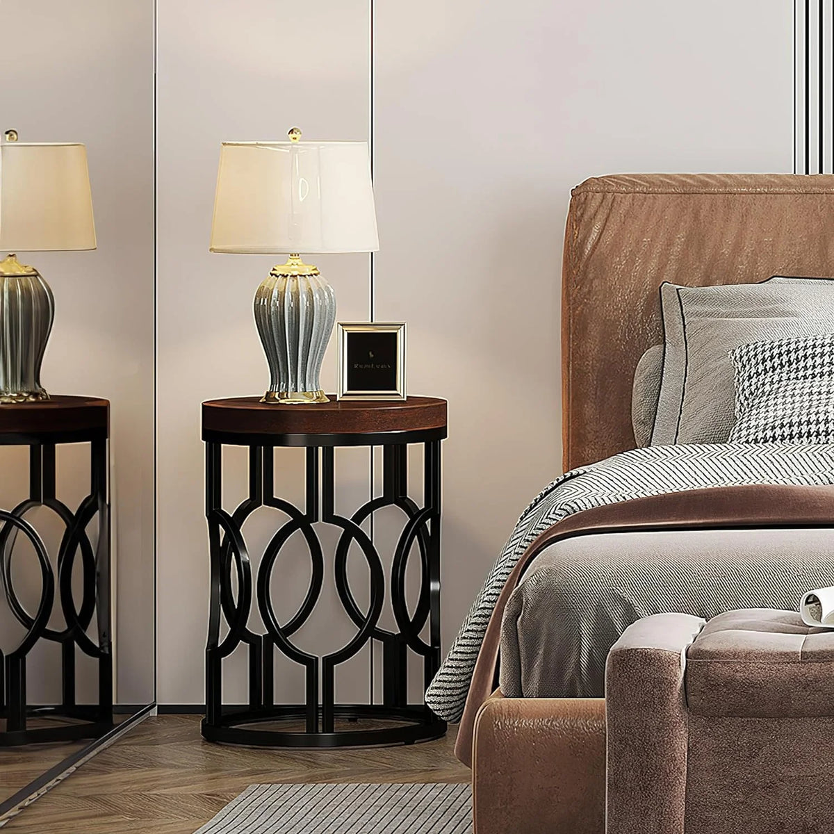 Round End Table with Metal Frame K6623