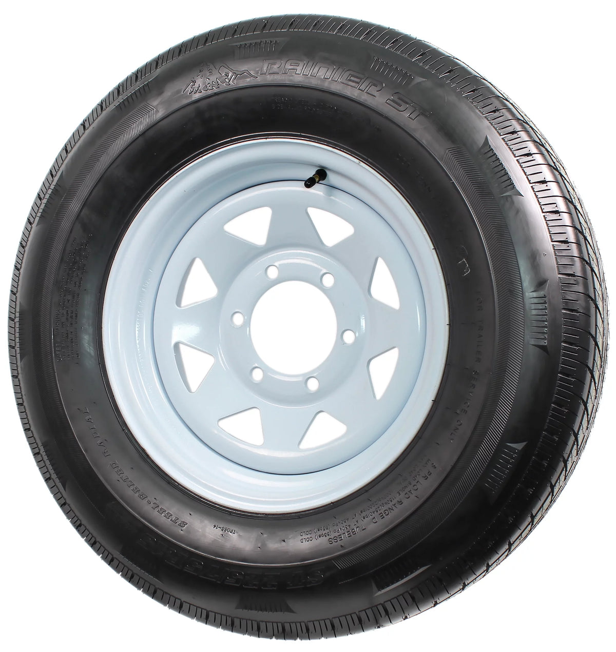 ST225/75R15 15 D 6 Lug White Spoke Trailer Tire On Rim B67256