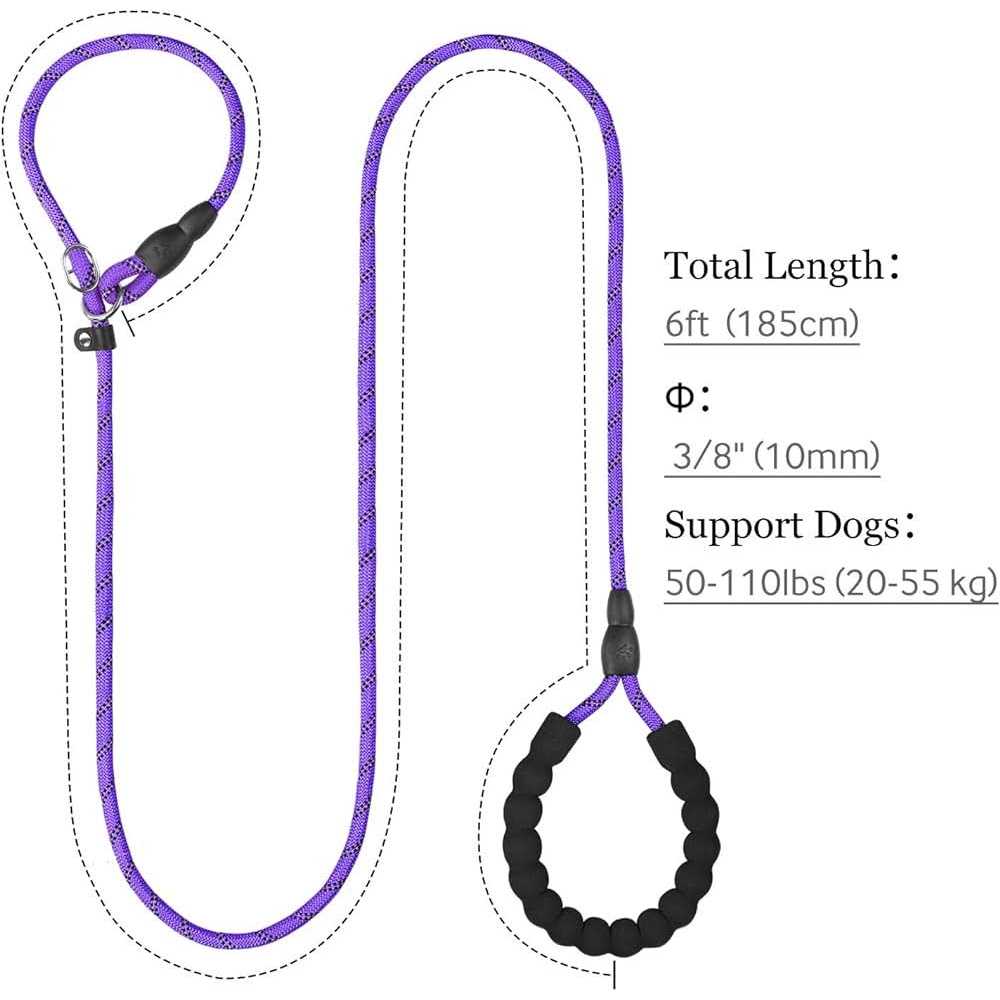 6 FT Reflective Slip Lead Dog Leash with Padded Handle I511