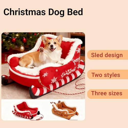 Red Small Washable Plush Dog Bed M880954