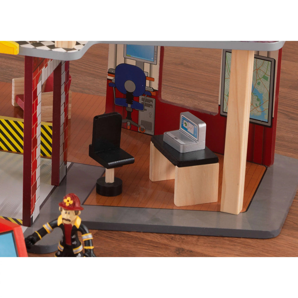 Wood Rescue Play Set with Ambulance, Fire Truck, Helicopter & 27 Pieces V873