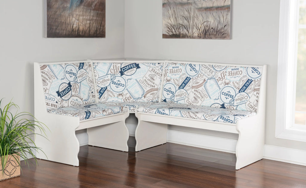 White Corner Dining Nook with Table and Bench P544