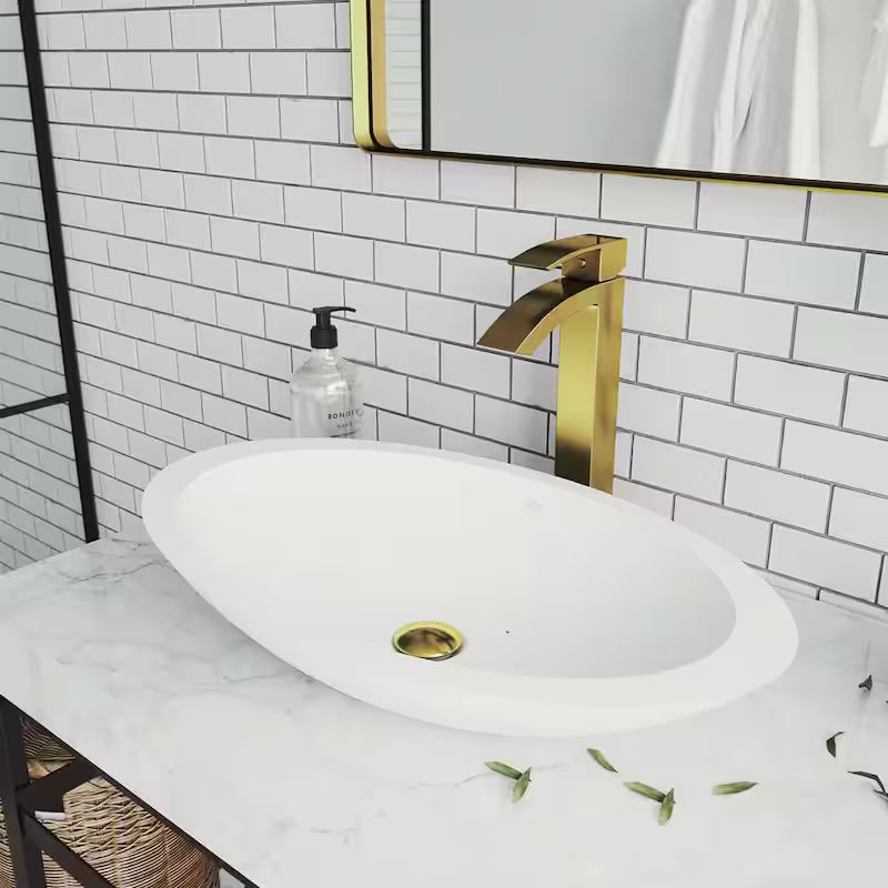 Single Handle Bathroom Vessel Faucet Matte Brushed Gold L3306