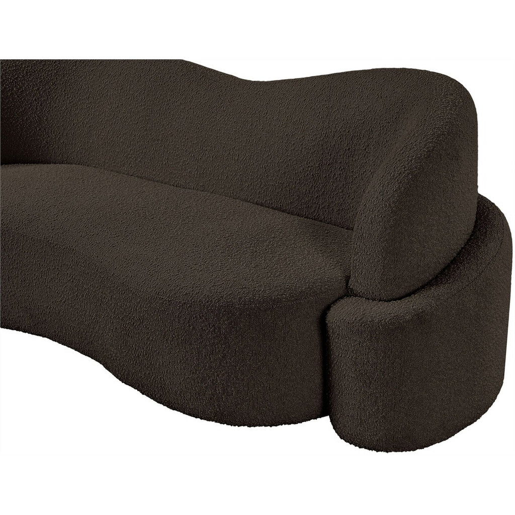 Brown Boucle Fabric Loveseat D669