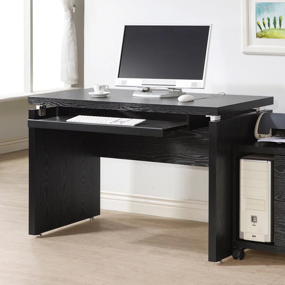 Black Oak Computer Desk with Keyboard Tray E259794
