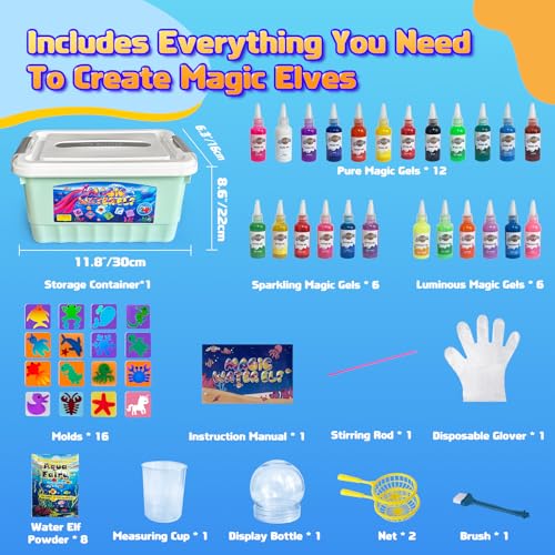 Magic Water Elf Toy Kit with 24 Magic Gels and 16 Sea Creature Molds J3789