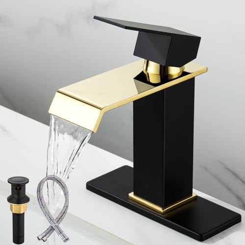 Black and Gold Single-Handle Bathroom Sink Faucet I45847