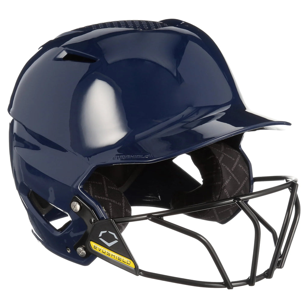 Youth Navy Gloss Finish Batting Helmet with Facemask V3458