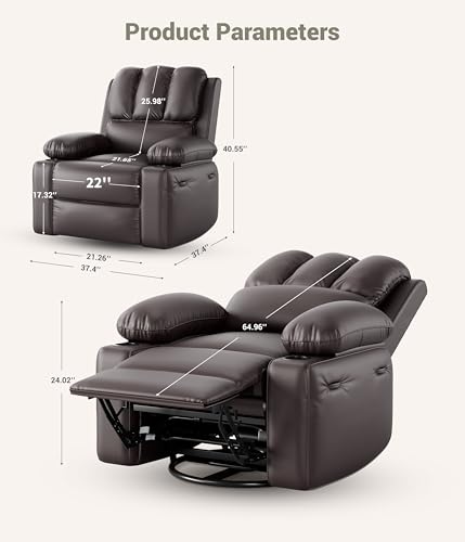 Oversized Grey Recliner Chair with Heat and Massage T2981