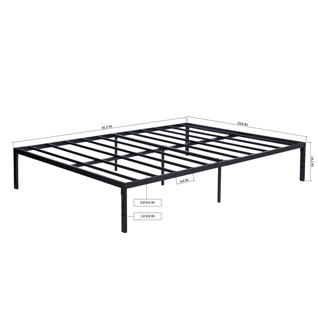 Queen Size Black Metal Slat Bed Frame N634