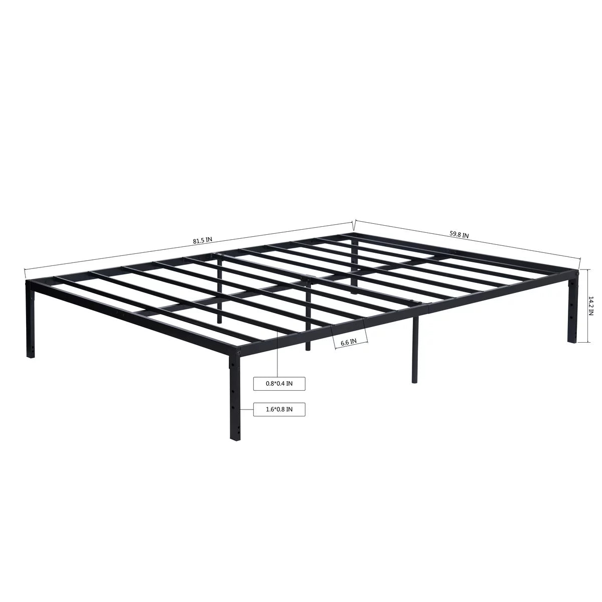 Queen Size Black Metal Slat Bed Frame N634
