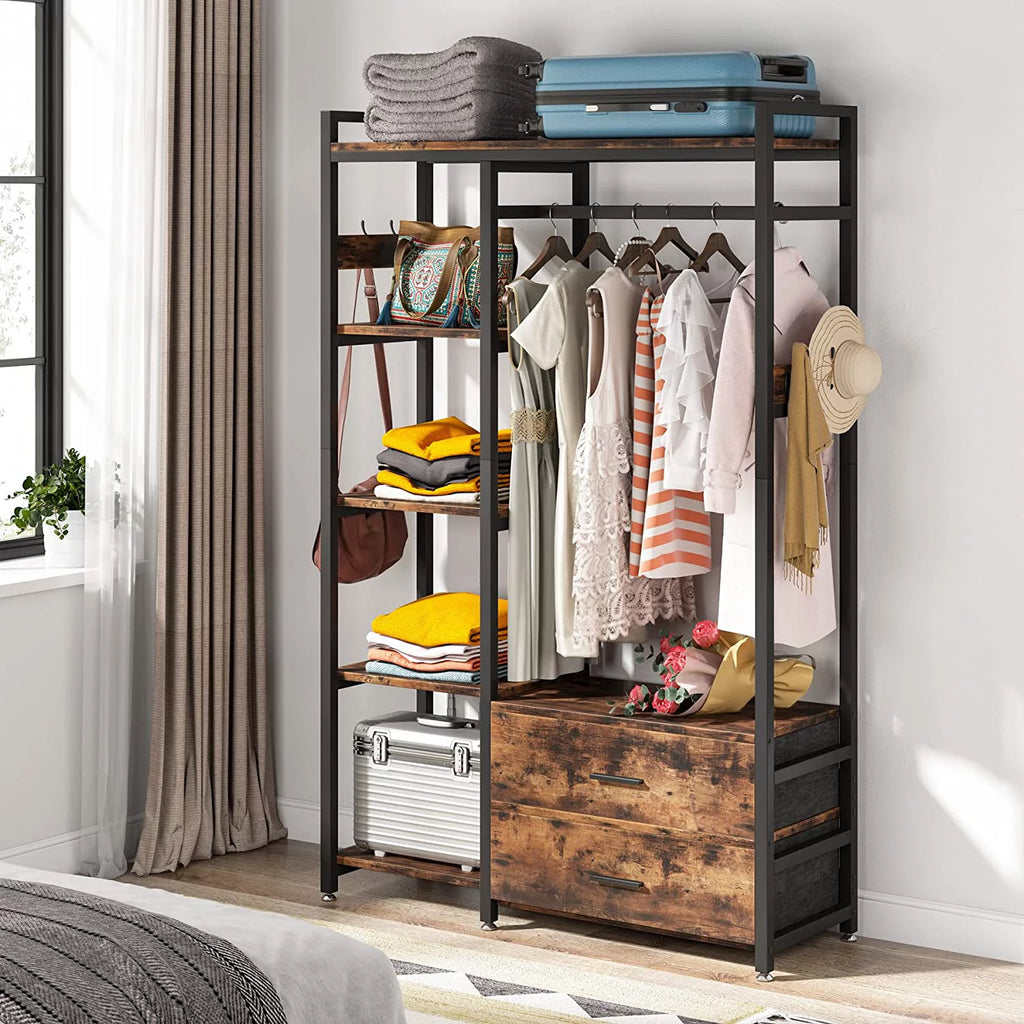 Freestanding Closet Organizer with Drawers and Shelves A610