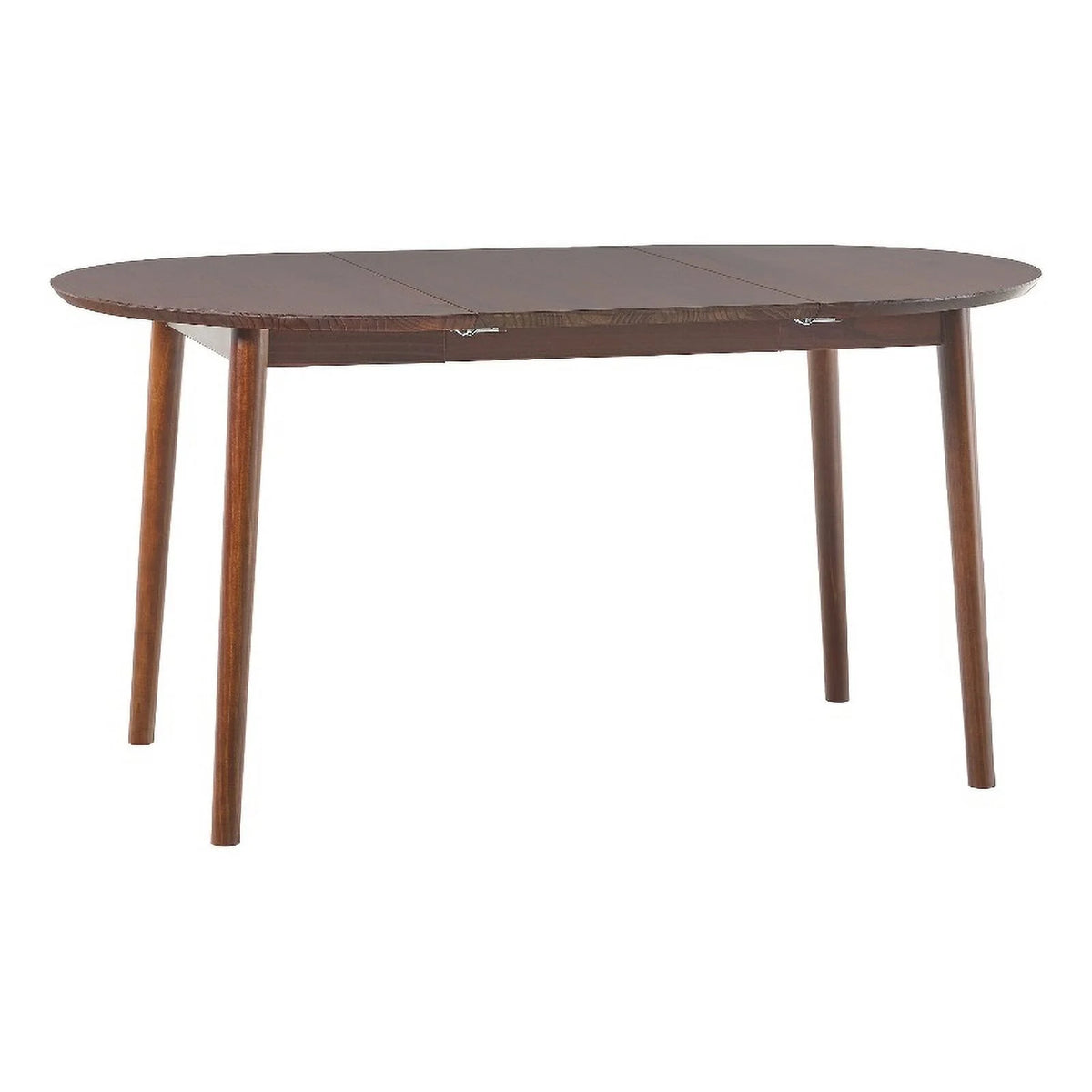 Oval Solid Wood Dining Table with Removable Leaf in Walnut E6119