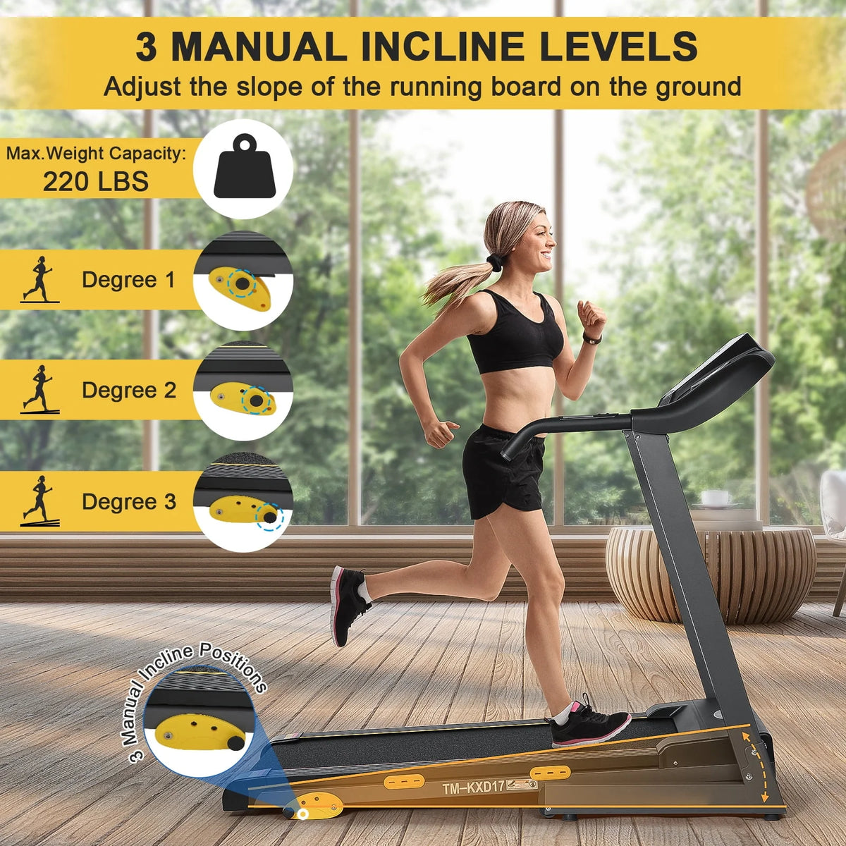 Incline Electric Treadmill 220lbs Max Y649147