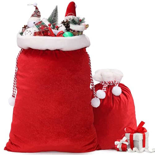 Large Red Velvet Drawstring Gift Bags G47787